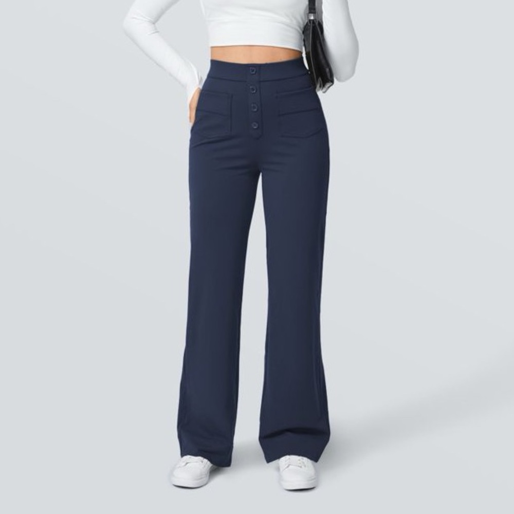 Halara DayStretch High Waisted Straight Leg Sailor Pants Size XLT Tall Blue Soft - Picture 2 of 8